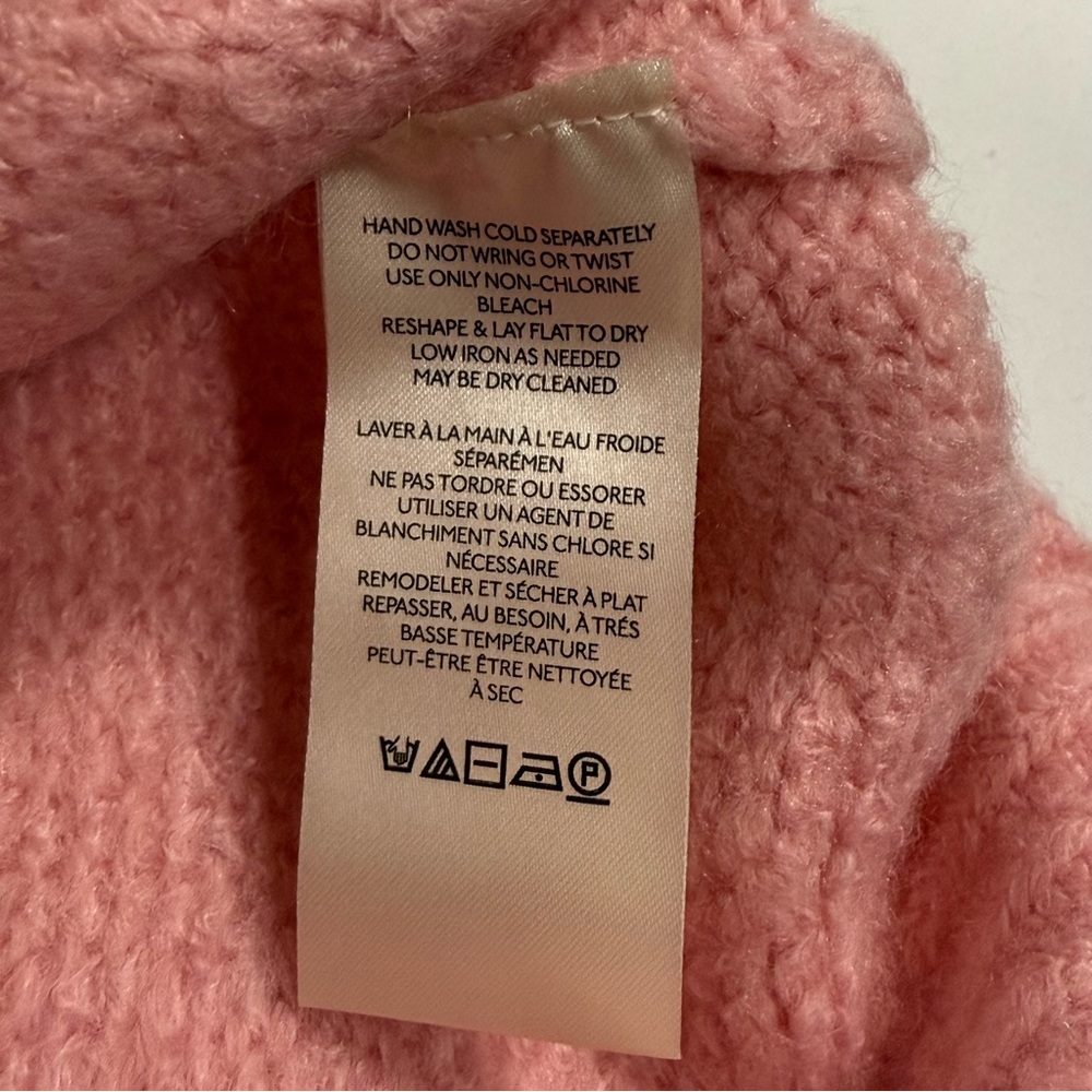 Bobble Knit Cropped Free People Blush Pink Turtleneck Sweater Size S Small - Picture 8 of 9